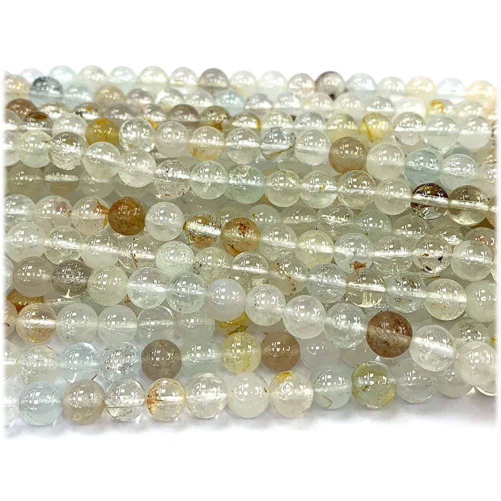 Natural Yellow/Clear Topaz Round Bead Srand