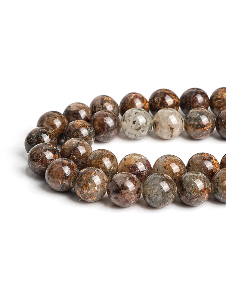 Natural Brown Gold Leaf Jasper Bead Strand