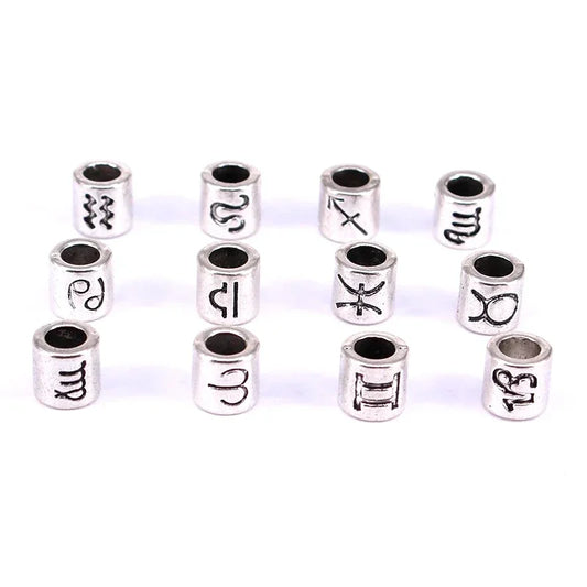 12pcs Steel Zodiac Spacer Beads 7.5x7.5mm