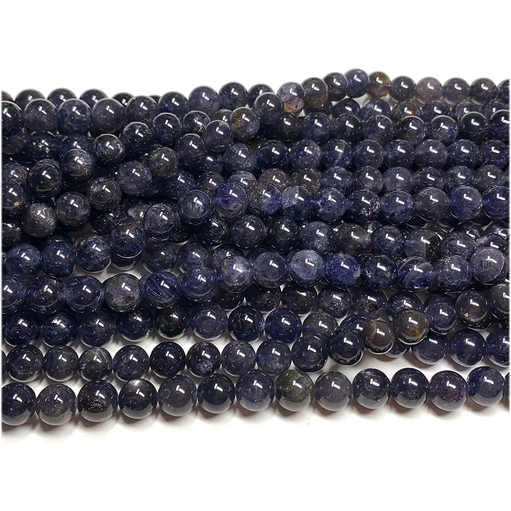 Natural Blue/Purple Iolite Round Bead Strand
