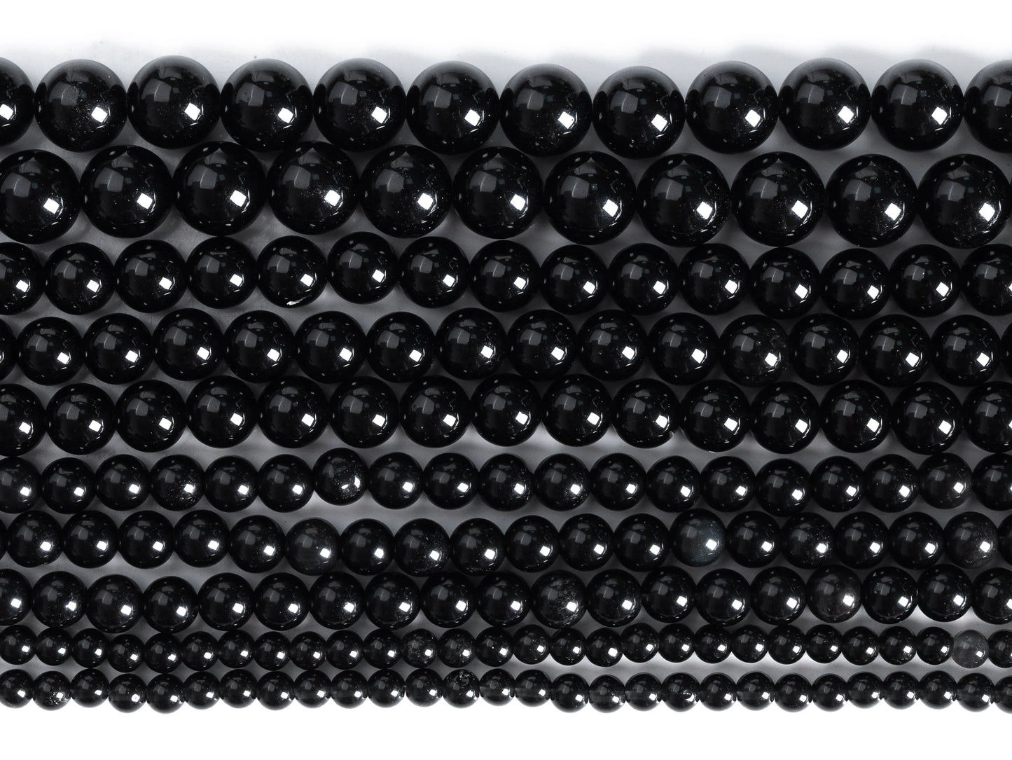 HQ Black Obsidian Bead Strand